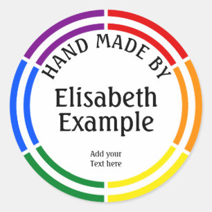 Button RAYS rainbow 1 + your backgr. & Text Classic Round Sticker