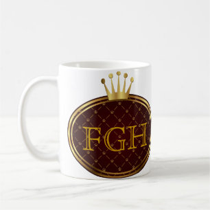 Button RETRO GOLD CROWNS + your monogram Coffee Mug