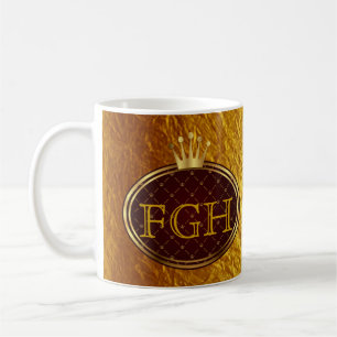 Button RETRO GOLD CROWNS + your monogram Coffee Mug