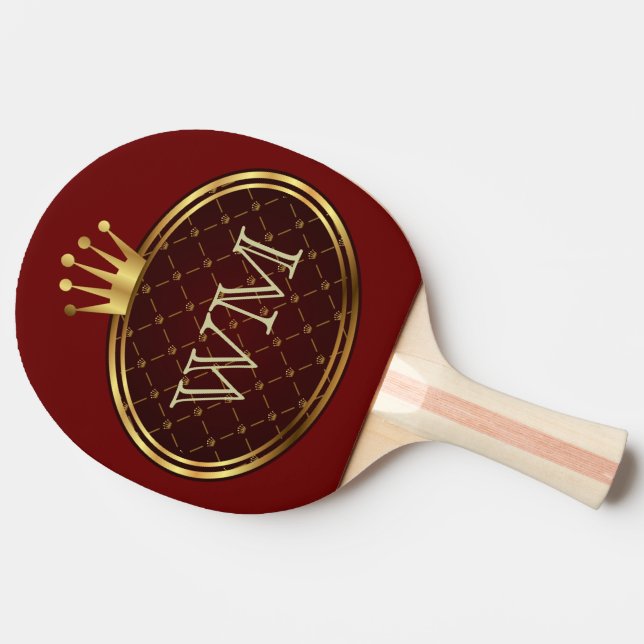 Button RETRO GOLD CROWNS + your monogram Ping Pong Paddle (Back Side)