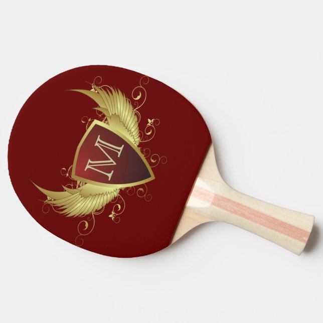 Button RETRO GOLD WINGS II + your monogram Ping Pong Paddle (Back Side)