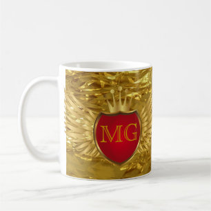 Button RETRO GOLD WINGS + your monogram Coffee Mug