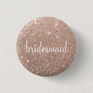 Button - Rose Gold Glitter Fab bridesmaid