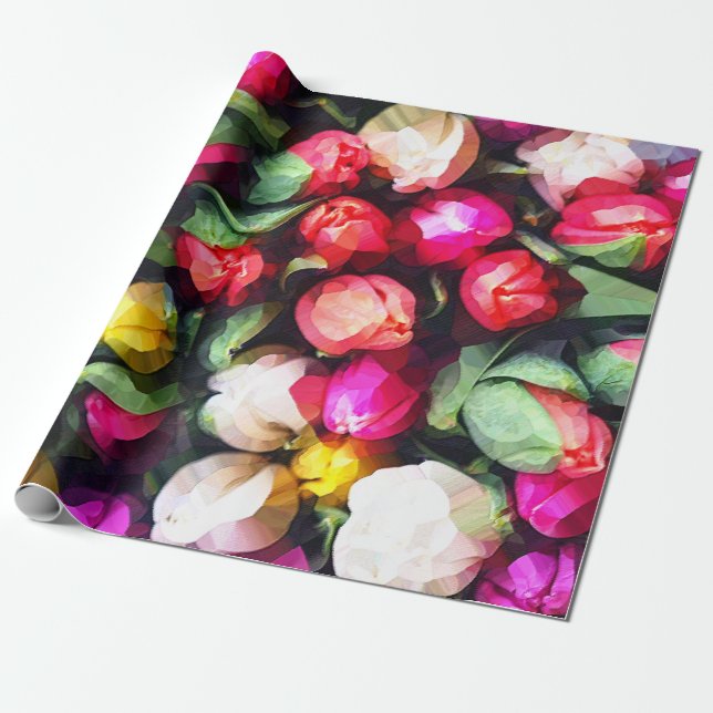 BUTTON ROSES WRAPPING PAPER (Unrolled)