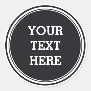 BUTTON ROUND black & white + your text Classic Round Sticker