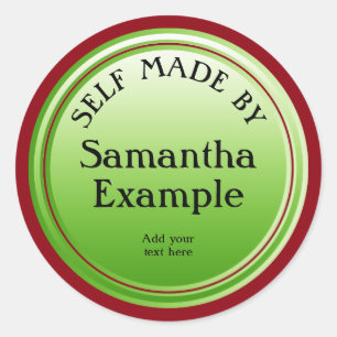 Button round green gradients + your backg. & text classic round sticker