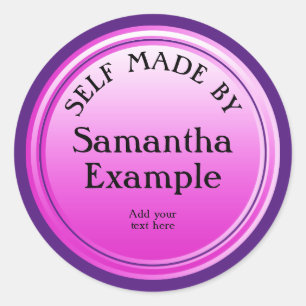 Button round pink gradients + your backg. & text classic round sticker