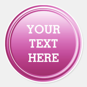 BUTTON ROUND plum gradient + your text Classic Round Sticker