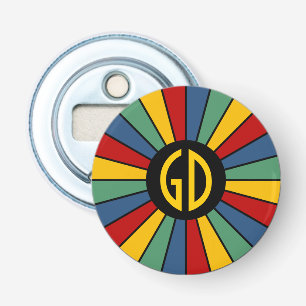 BUTTON ROUND RAYS I + your monogram Bottle Opener