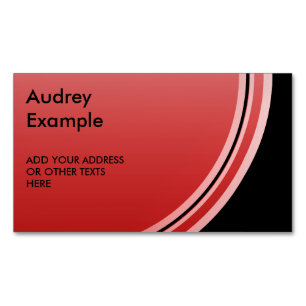 Button round red gradients + your backg. & text Magnetic business card