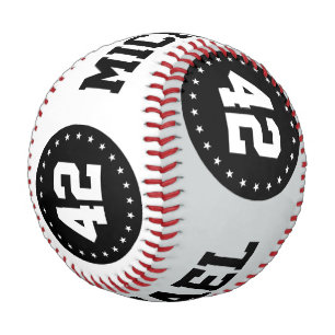 BUTTON ROUND Stars black white + your text Baseball