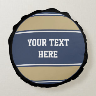 BUTTON ROUND stripes blue beige grey + your idea Cushion