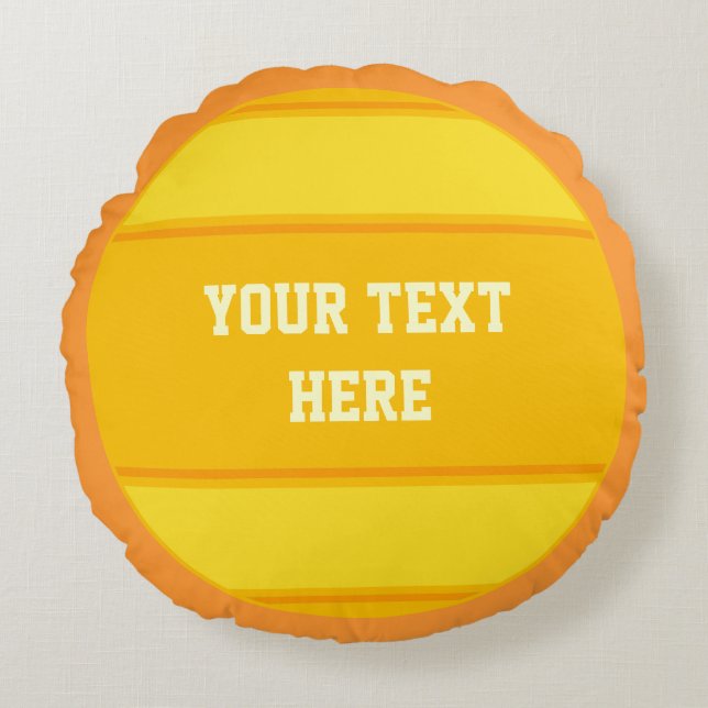 BUTTON ROUND stripes orange yellow + your idea Cushion (Front)