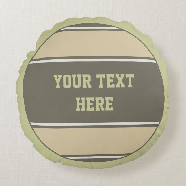 BUTTON ROUND stripes sand stone + your idea Cushion (Front)