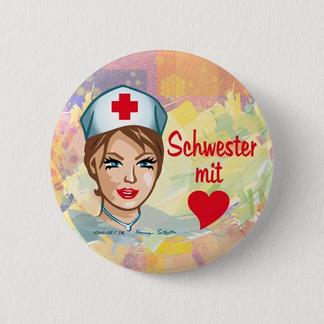 Button - Schwester mit Herz (Front)