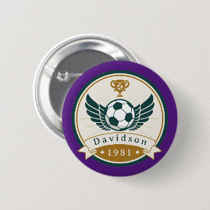 Button - Soccer Football - Personalised - Add Name