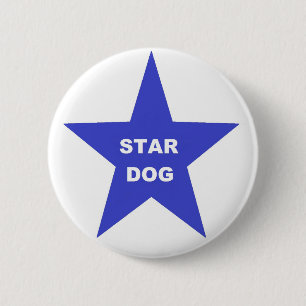 Button Star Dog on Blue Star