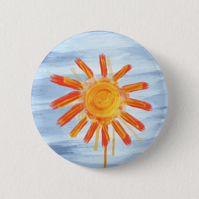 Button, Sunshine Painting 6 Cm Round Badge (Front)