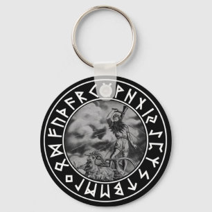 button Thor rune shield on Blk Key Ring