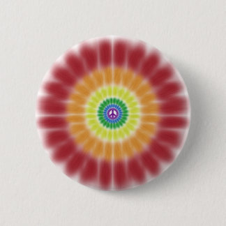 Button, Tie Dye Peace Sign Rainbow Explosion 6 Cm Round Badge