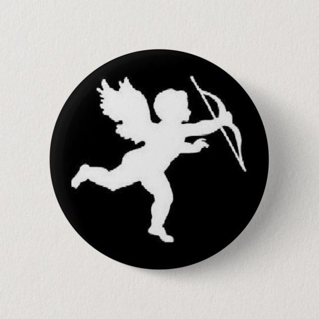 Button White Cupid On Black (Front)