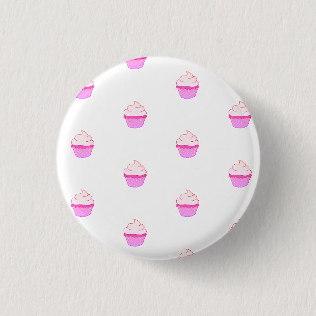 Button with cute pink cupcake (Front)
