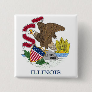 Button with Flag of Illinois