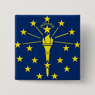 Button with Flag of Indiana