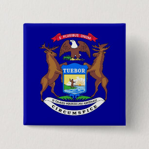 Button with Flag of Michigan