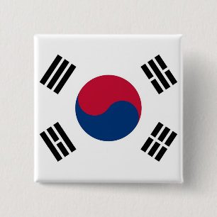 Button with Flag of South Korea