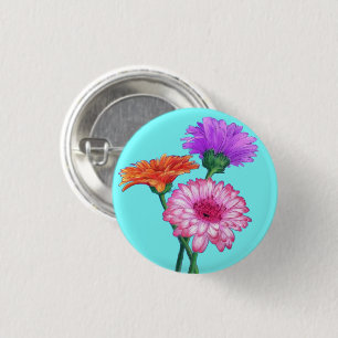 Button with Gerbera Daisies
