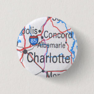 Button with Map of Charlotte / Concord NC