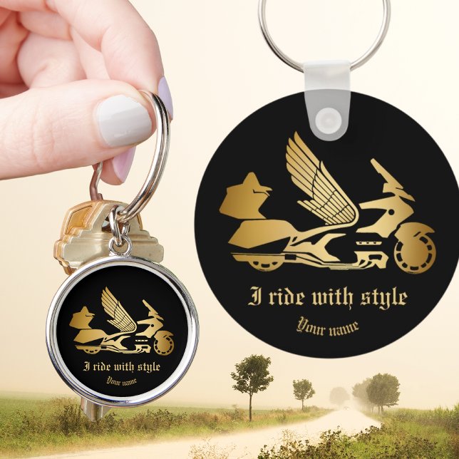 Button with motorcycle bike goldwing  key ring (Creator Uploaded)