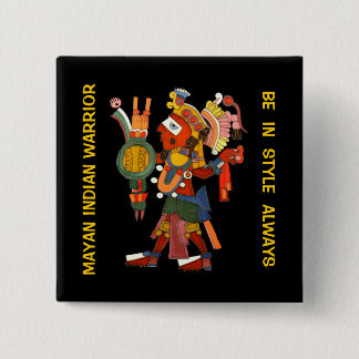 Button with the ornate Mayan indian warrior