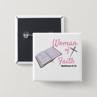 Button: Woman of Faith 15 Cm Square Badge