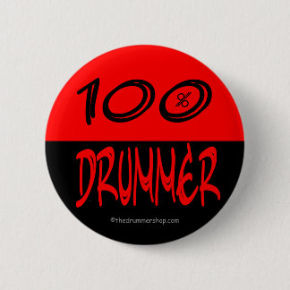 Buttons: 100% Drummer 6 Cm Round Badge