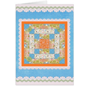 Buttons and Lace Quilt Block Card