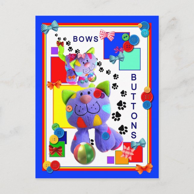 BUTTONS & BOWS   Kitten Postcard (Front)