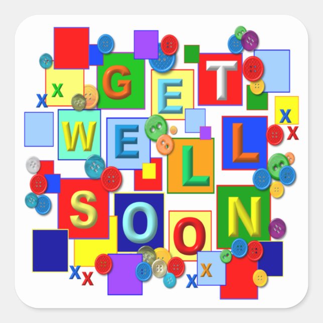 BUTTONS ~ Get Well Sticker (Front)