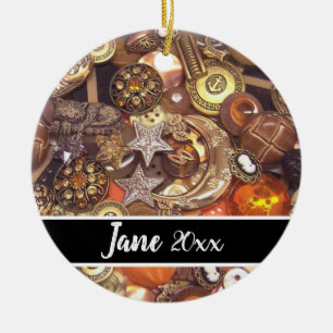 Buttons in Celestial Designs and Colours Ceramic Tree Decoration