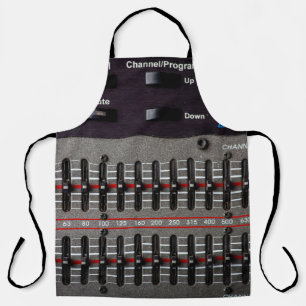 Buttons on a sound mixer in a recording studio. apron