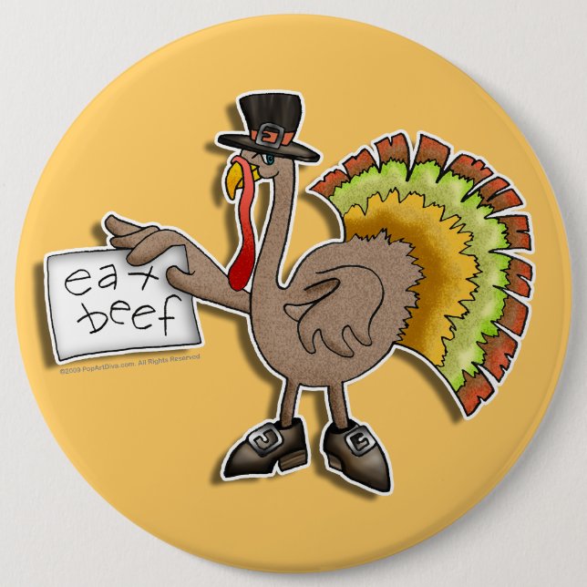 Buttons, Pins, Badges - Thanksgiving Turkey (Front)