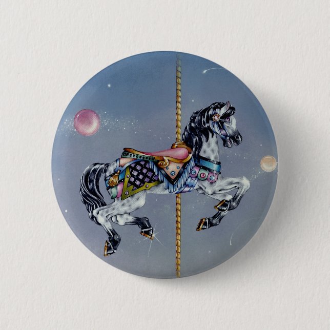 Buttons, Pins - Grey Mare Carousel Horse (Front)