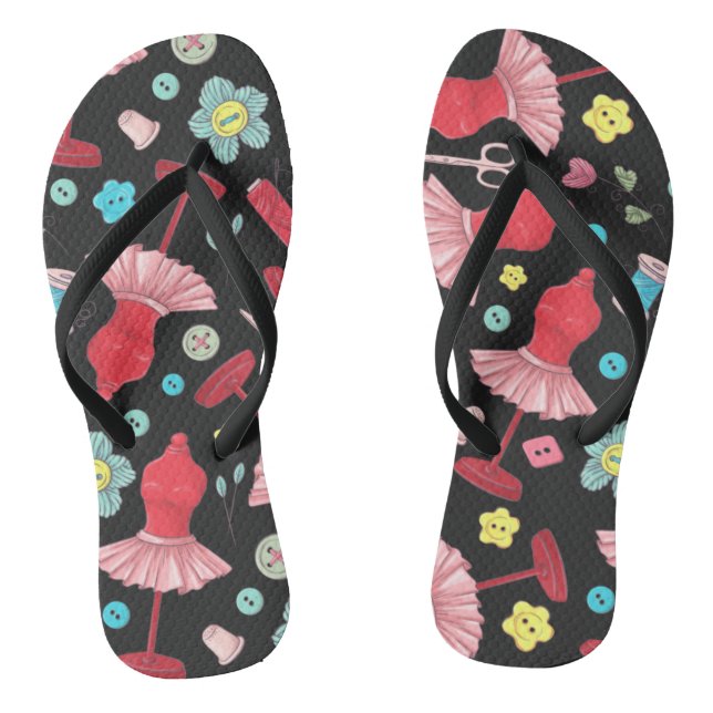 Buttons thimbles dress form judy colourful bright  flip flops (Footbed)