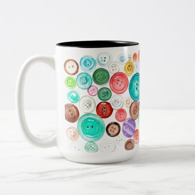 Buttons! Two-Tone Coffee Mug (Left)