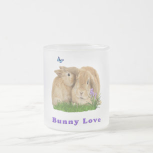buuny love frosted glass coffee mug