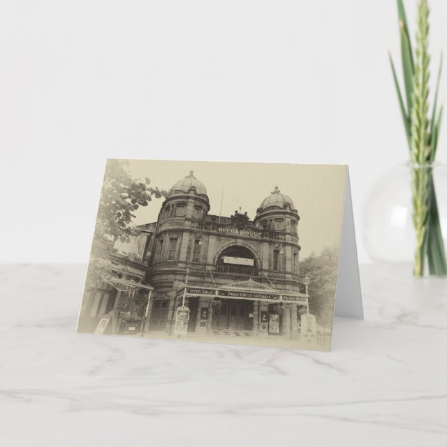 Buxton Opera House sepia blank greetings card (Front)
