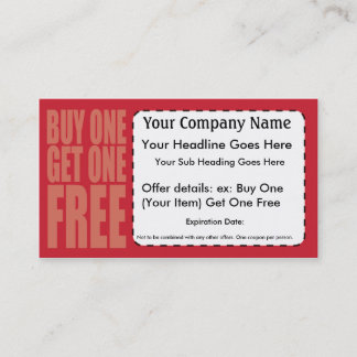 Buy 1 Get 1 Free Coupon Card