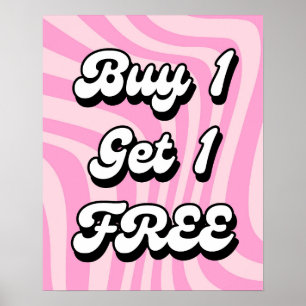 Buy 1 Get 1 Free Sale Sign, Pink BOGO Sale Poster