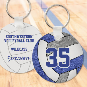 buy 1 or in bulk blue grey volleyball team colours key ring